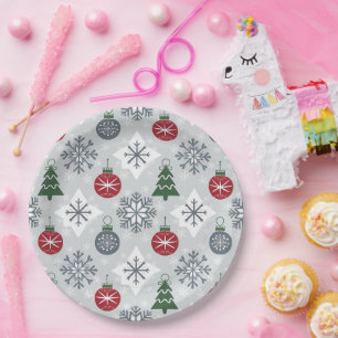 Plato De Papel Placa de papel para Navidades festivos con copos d