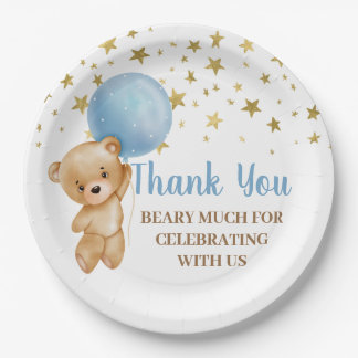 Plato De Papel Placa de papel para oso de Baby Shower