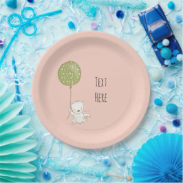 Plato De Papel Placa de papel para oso y globo - melocotón
