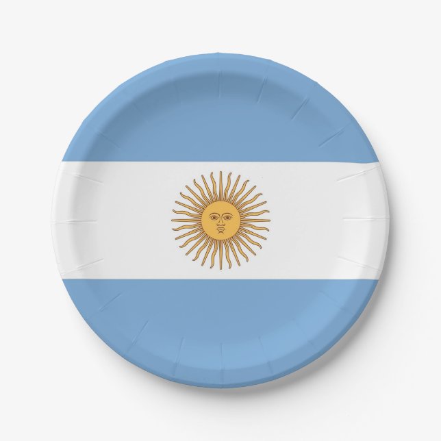 Plato De Papel Placa de papel patriótica con bandera argentina (Anverso)