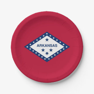 Plato De Papel Placa de papel patriótica con bandera de Arkansas
