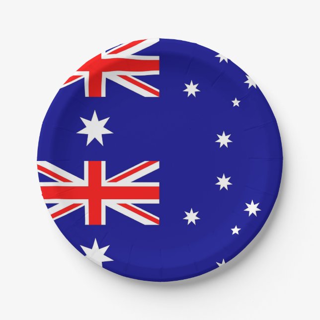 Plato De Papel Placa de papel patriótica con bandera de Australia (Anverso)