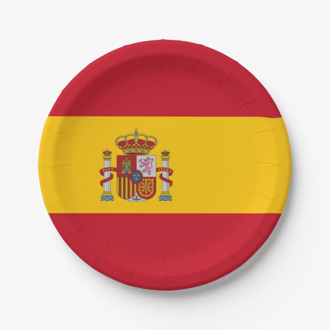 Plato De Papel Placa de papel patriótica con bandera de España (Anverso)