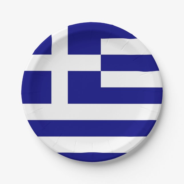 Plato De Papel Placa de papel patriótica con bandera de Grecia (Anverso)