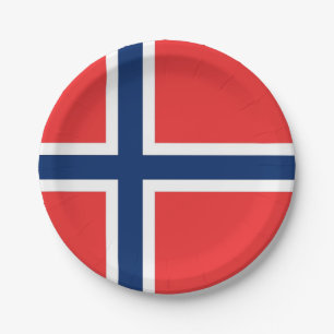 Plato De Papel Placa de papel patriótica con bandera de Noruega