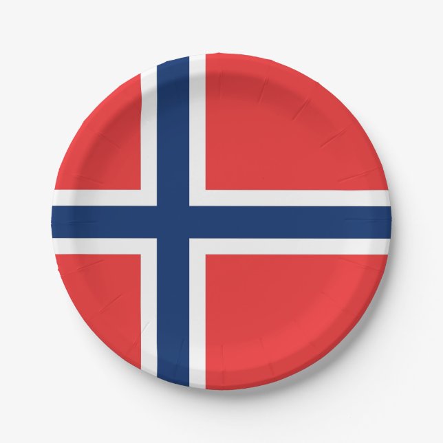 Plato De Papel Placa de papel patriótica con bandera de Noruega (Anverso)