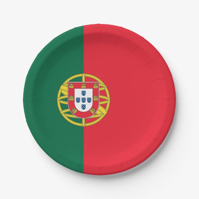Plato De Papel Placa de papel patriótica con bandera de Portugal (Anverso)