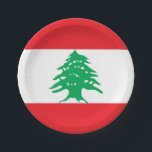Plato De Papel Placa de papel patriótica con bandera del Líbano<br><div class="desc">¡Eleva tu experiencia gastronómica con estos exquisitos platos de papel con la bandera del Líbano! Diseñadas con meticulosa atención a los detalles, estas placas son más que funcionales; son una celebración del legado libanés y la riqueza cultural. El audaz diseño exhibe orgullosamente los icónicos colores rojo, blanco y verde de...</div>