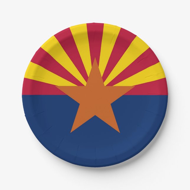 Plato De Papel Placa de papel patriótico con bandera de Arizona (Anverso)