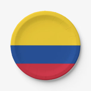 Plato De Papel Placa de papel patriótico con bandera de Colombia