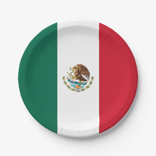 Plato De Papel Placa de papel patriótico con bandera de México (Anverso)