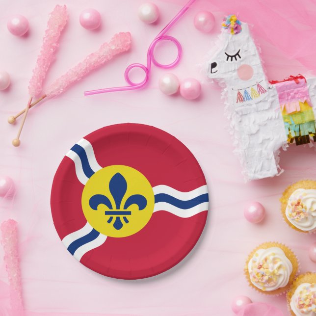 Plato De Papel Placa de papel patriótico con bandera de San Luis, (Fiesta)