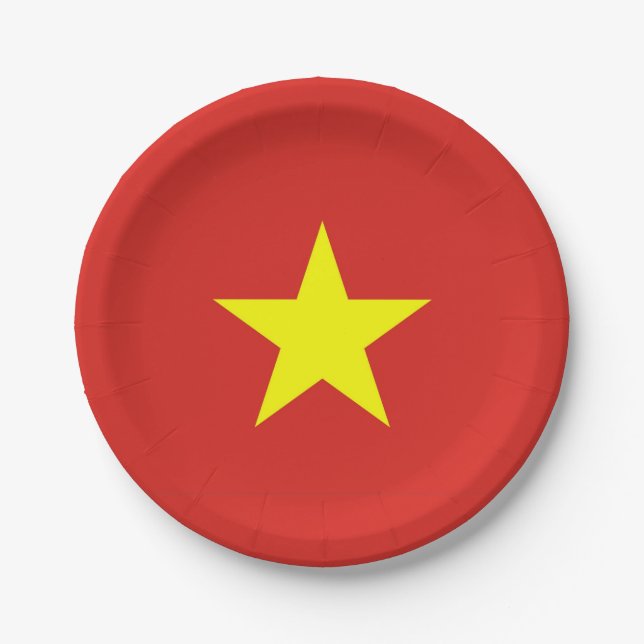 Plato De Papel Placa de papel patriótico con bandera de Vietnam (Anverso)