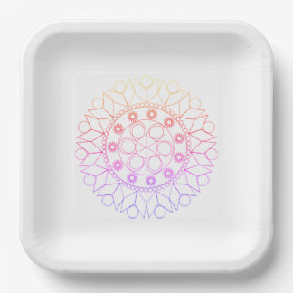 Plato De Papel Placa de papel - Patrón de Mandala de color pastel