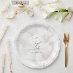 Plato De Papel Placa de papel personalizada Boda de flores de cer
