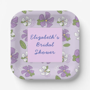 Plato De Papel Placa de papel personalizada con flores moradas y