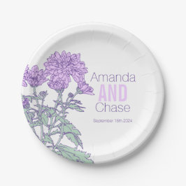 Plato De Papel placa de papel personalizado de crisantemo boda