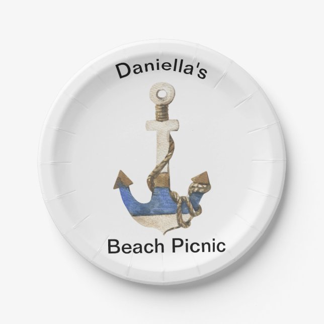 Plato De Papel Placa de papel picnic de Anchor Beach Seworthy (Anverso)