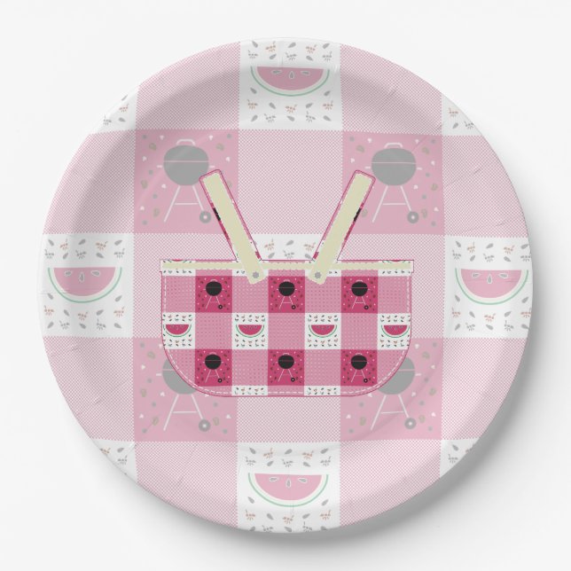 Plato De Papel Placa de papel picnic de verano (Anverso)