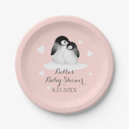 Plato De Papel Placa de papel pingüino rosa Rubor