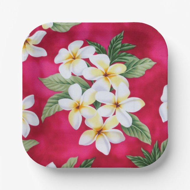 Plato De Papel Placa de papel plumeria hawaiana (Anverso)