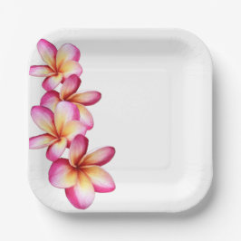 Plato De Papel Placa de papel Plumeria rosa caliente