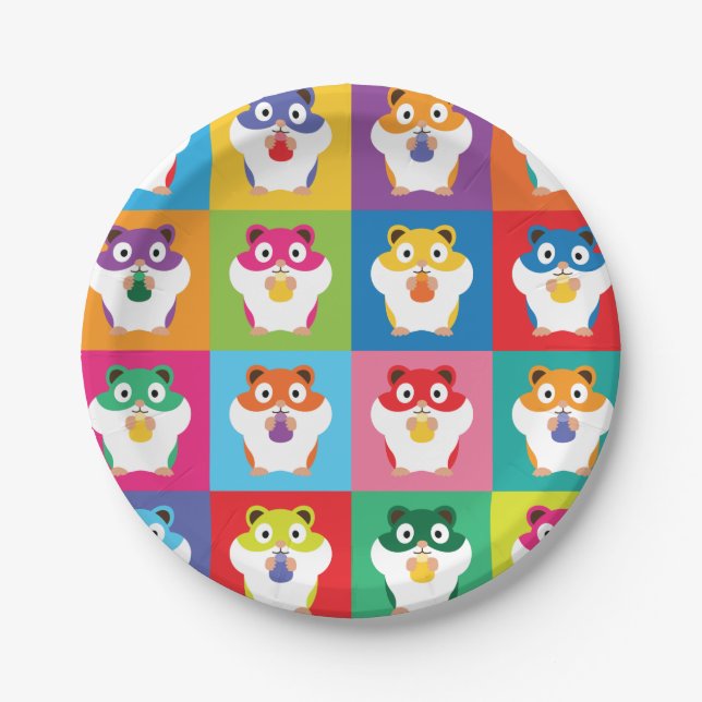 Plato De Papel Placa de papel Pop Art Hamsters (Anverso)