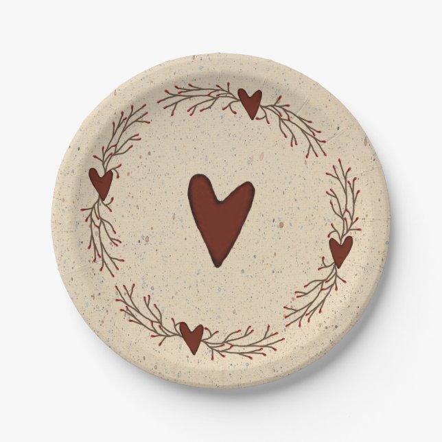 Plato De Papel Placa de papel Primitive Hearts (Anverso)