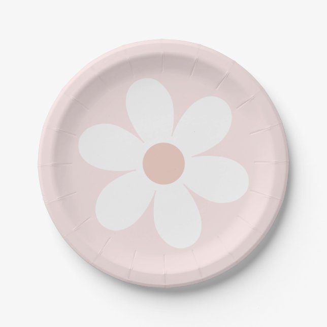 Plato De Papel Placa de papel Retro Daisy Boho (Anverso)