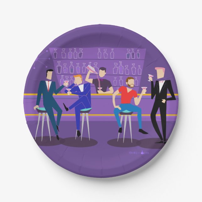 Plato De Papel Placa de papel Retro Gay Bar (Anverso)