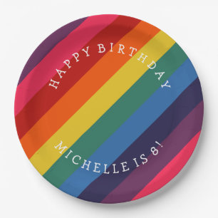 Plato De Papel Placa de papel retro Personalizado arcoiris con tu