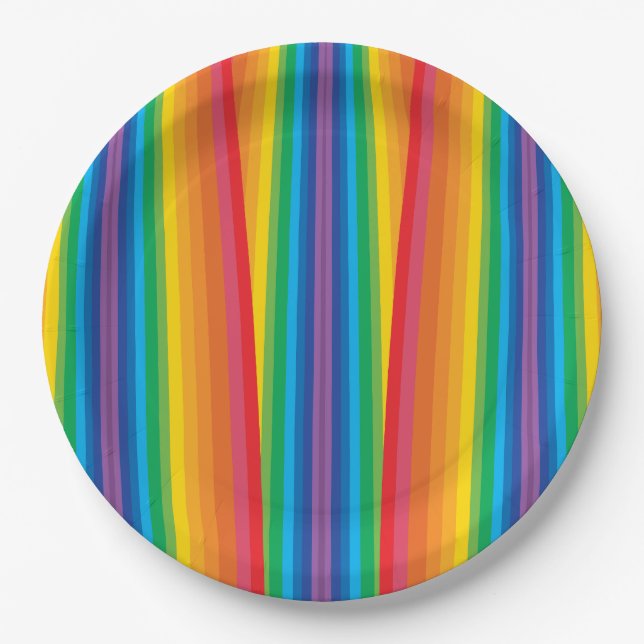 Plato De Papel Placa de papel Retro Rainbows de 9" (Anverso)