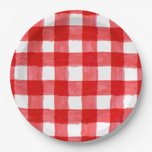 Plato De Papel Placa de papel rojo y blanco para verificación de
