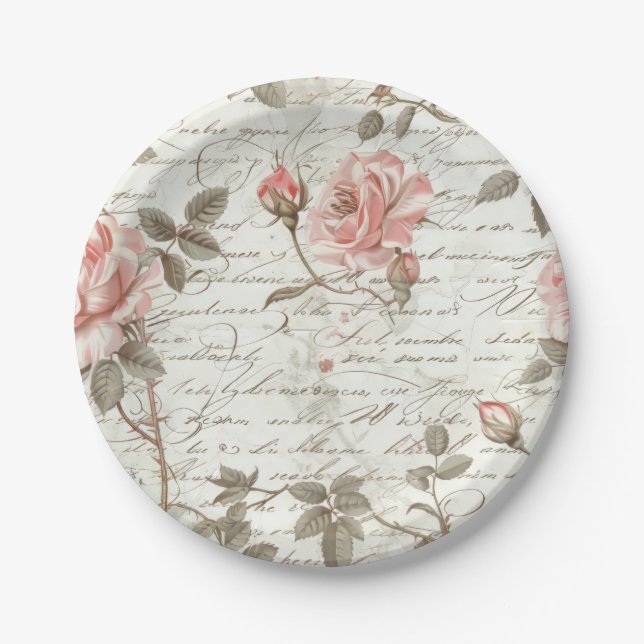 Plato De Papel Placa de papel rosa (Anverso)