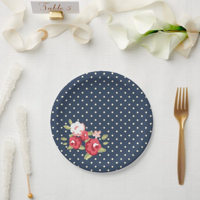 Plato De Papel Placa de papel Rosa azul (Boda)