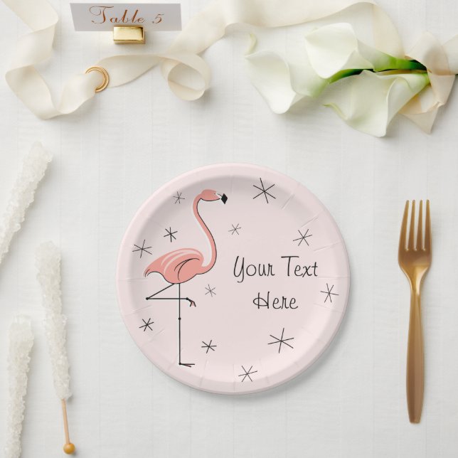 Plato De Papel Placa de papel rosa de Flamingo (Boda)