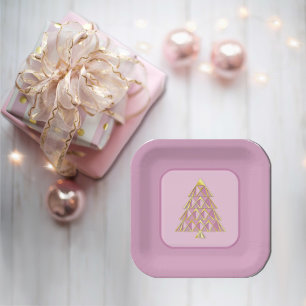 Plato De Papel Placa de papel rosa Joyoux Noel