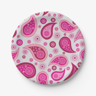 Plato De Papel Placa de papel rosada de Paisley