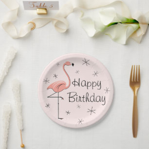 Plato De Papel Placa de papel rosada del feliz cumpleaños del