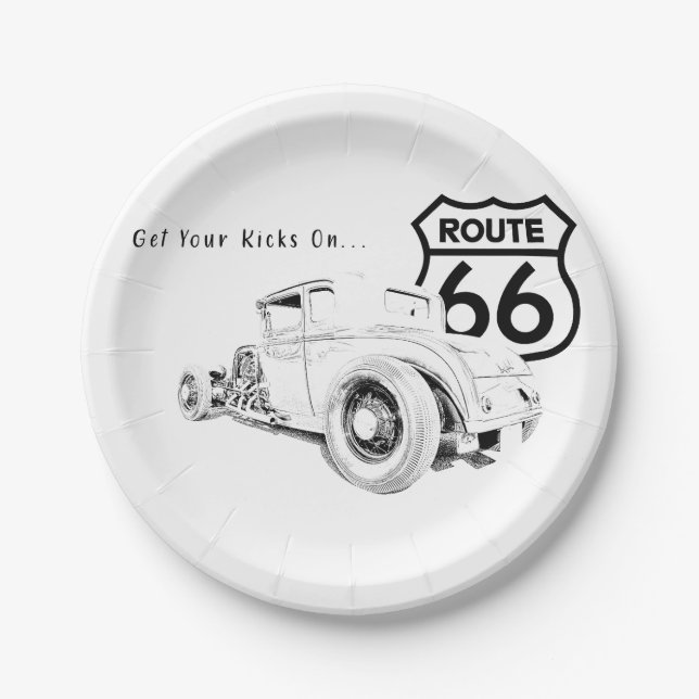 Plato De Papel Placa de papel Route 66 (Anverso)