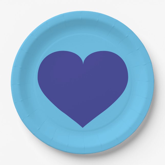 Plato De Papel Placa de papel Royal Blue Heart (Anverso)