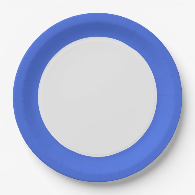 Plato De Papel Placa de papel Royal Blue Rim - Personalizable (Anverso)