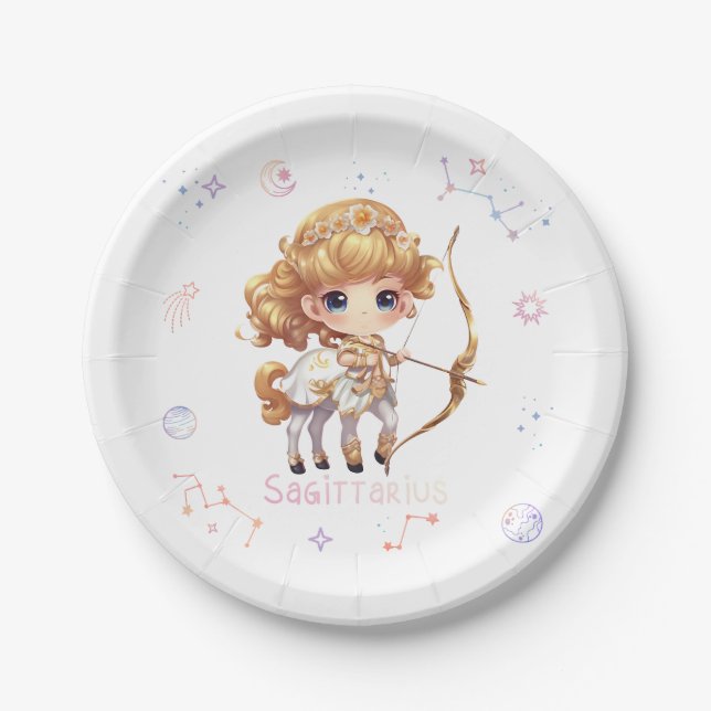 Plato De Papel Placa de papel Sagittarius Zodiac (Anverso)