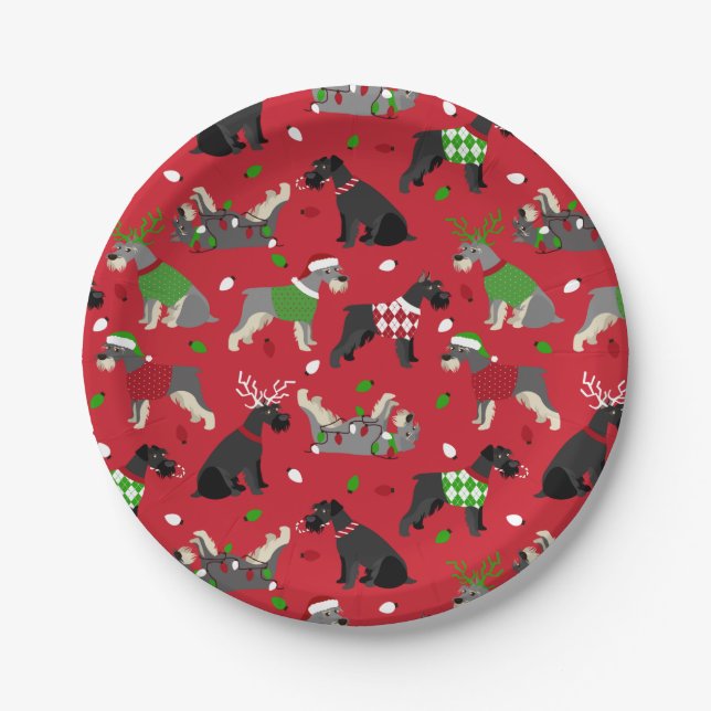Plato De Papel Placa de papel Schnauzer para navidades (Anverso)