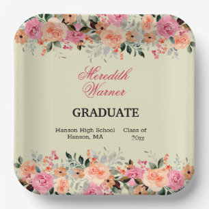 Plato De Papel Placa de papel Sherbet Color Floral Graduation Par