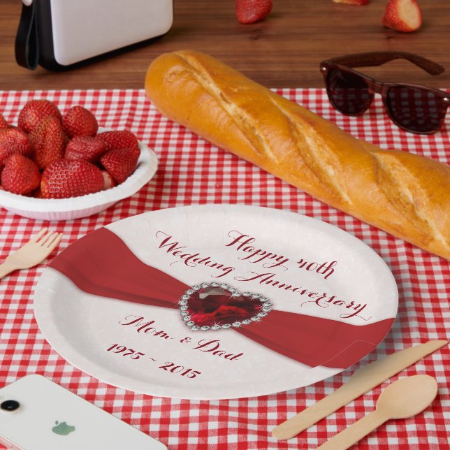 Plato De Papel Placa de papel suave del aniversario de boda del (Picnic)