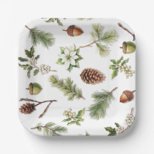 Placa de papel temática de Woodland