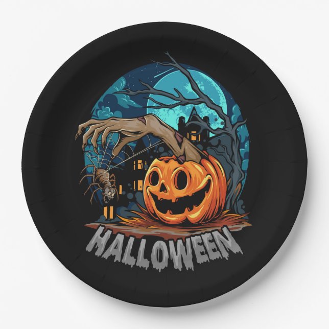 Plato De Papel Placa de papel temático de Halloween (Anverso)