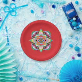 Plato De Papel Placa de papel Tiger Dragon Mandala 7"