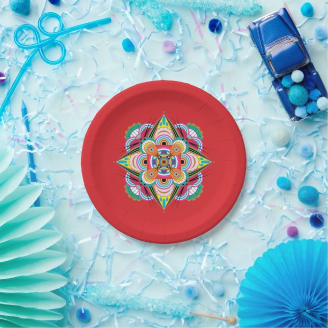 Plato De Papel Placa de papel Tiger Dragon Mandala 7" (Fiesta)